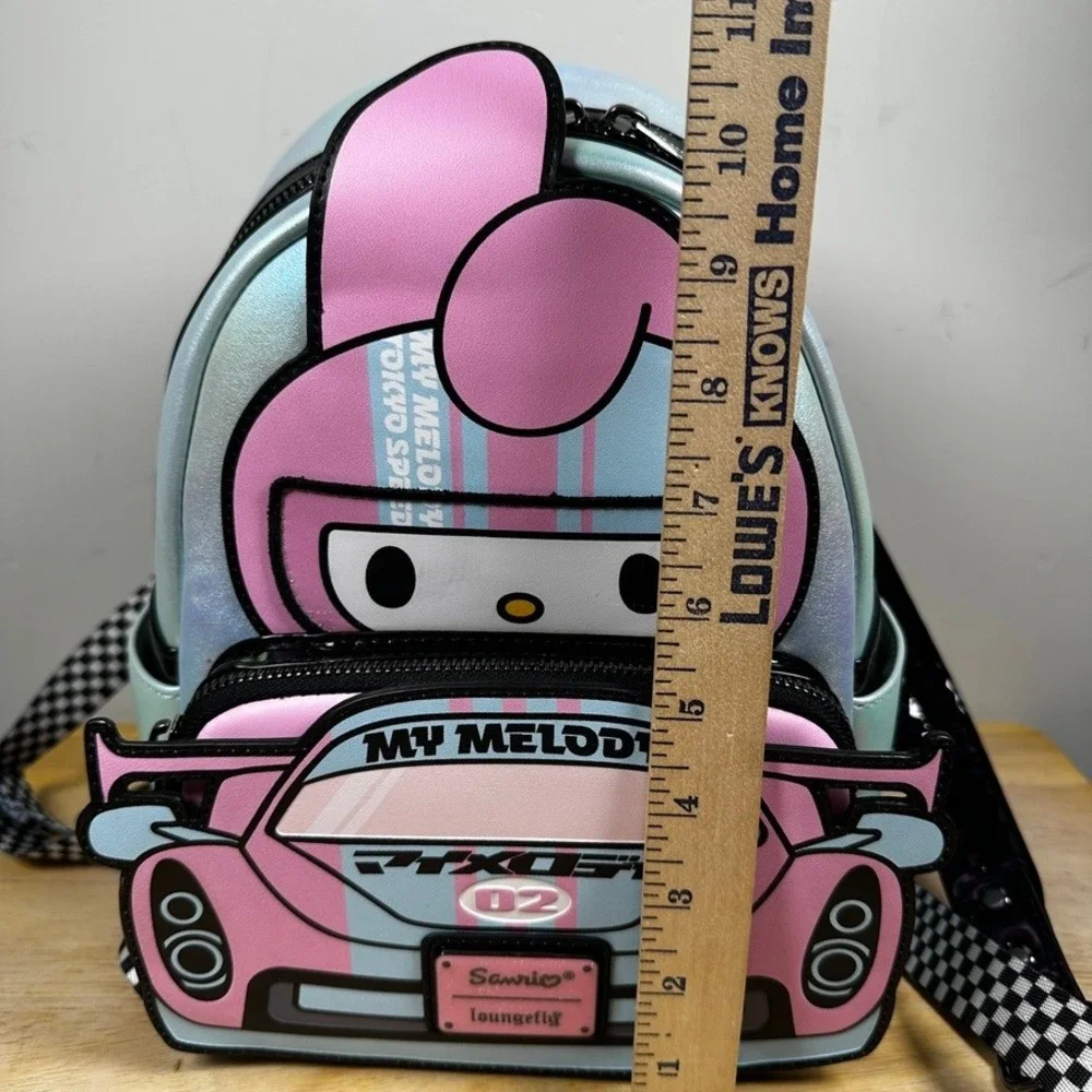 Loungefly Sanrio My Melody Tokyo Speed Mini Backpack‎ Iridescent Blue Race Car